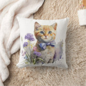 オレンジ虎猫のキッテンとボウタイの水彩 クッション (ブランケット)