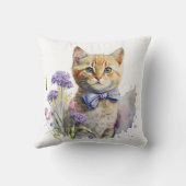 オレンジ虎猫のキッテンとボウタイの水彩 クッション (裏面)