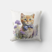 オレンジ虎猫のキッテンとボウタイの水彩 クッション (正面)