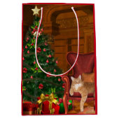 オレンジ虎猫のクリスマス ミディアムペーパーバッグ (正面)