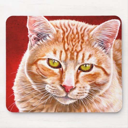 オレンジ虎猫の絵画 マウスパッド (正面)
