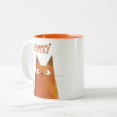 オレンジ虎猫イラストレーション猫名 ツートーンマグカップ (正面左)