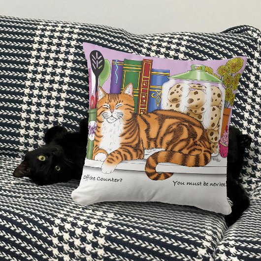 オレンジ虎猫キッチンカウンター上猫 クッション