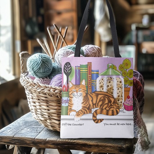 オレンジ虎猫キッチンカウンター上猫 トートバッグ