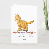 オレンジ虎猫キットンオンブルー誕生日 カード (裏面)