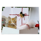オレンジ虎猫キットンクリスマス ラージペーパーバッグ (正面)