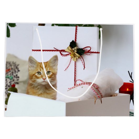 オレンジ虎猫キットンクリスマス ラージペーパーバッグ (裏面)