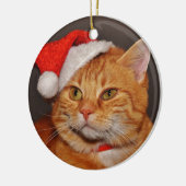 オレンジ虎猫クリスマスキャット セラミックオーナメント (左)