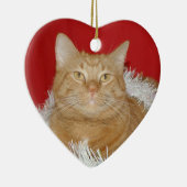 オレンジ虎猫クリスマス セラミックオーナメント (右)