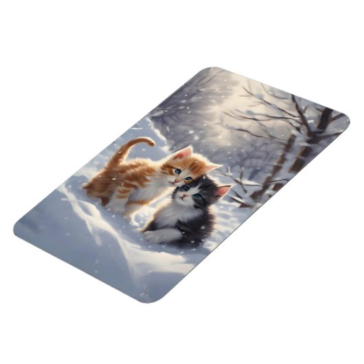 オレンジ虎猫グレーとホワイトキャッツ冷蔵庫 マグネット (左側)