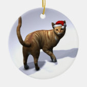 オレンジ虎猫サンタ セラミックオーナメント (正面)