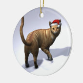 オレンジ虎猫サンタ セラミックオーナメント (左)