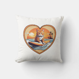 オレンジ虎猫サーフィン猫 クッション