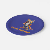 オレンジ虎猫スケートボーダー ペーパープレート (アングル)