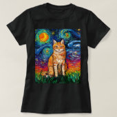 オレンジ虎猫タイガーキャットスターリーナイトアーカラフルトb tシャツ (デザイン正面)