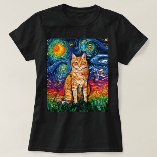 オレンジ虎猫タイガーキャットスターリーナイトアーカラフルトb tシャツ (デザイン正面)