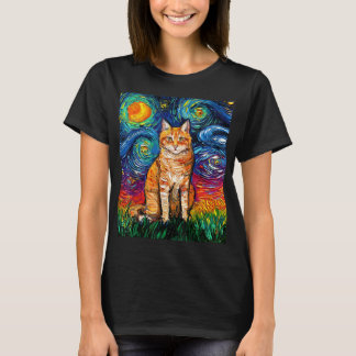 オレンジ虎猫タイガーキャットスターリーナイトアーカラフルトb tシャツ