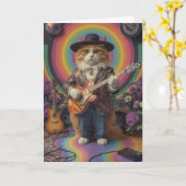 オレンジ虎猫ロッカー カード (黄色い花)