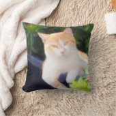 オレンジ虎猫猫の正方形の枕 クッション (ブランケット)