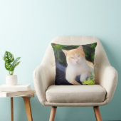 オレンジ虎猫猫の正方形の枕 クッション (椅子)