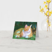 オレンジ虎猫猫のnotecard カード (黄色い花)