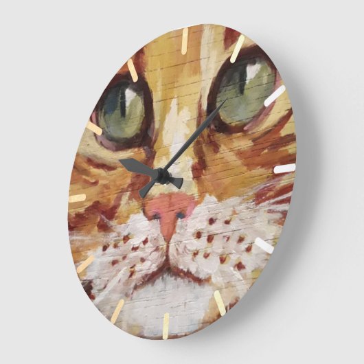 オレンジ虎猫絵画の詳細大時計 ラージ壁時計 (傾斜)