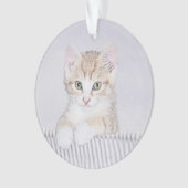 オレンジ虎猫絵画キッテンのオリジナル- Cat Art オーナメント (正面)