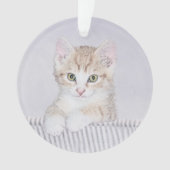 オレンジ虎猫絵画キッテンのオリジナル- Cat Art オーナメント (正面)
