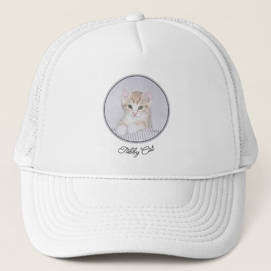 オレンジ虎猫絵画キッテンのオリジナル- Cat Art キャップ (正面)
