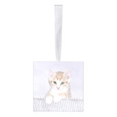 オレンジ虎猫絵画キッテンのオリジナル- Cat Art キューブオーナメント (右)