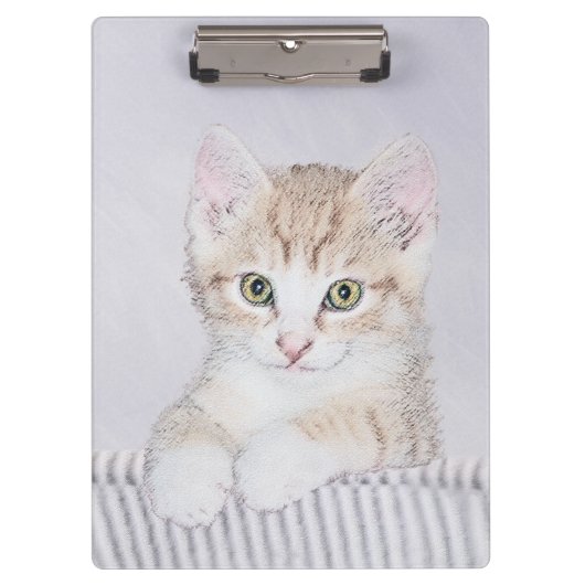 オレンジ虎猫絵画キッテンのオリジナル- Cat Art クリップボード (正面)