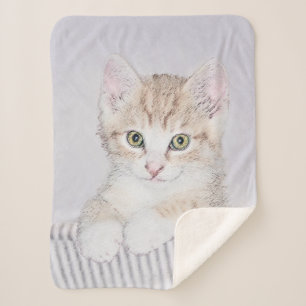 オレンジ虎猫絵画キッテンのオリジナル- Cat Art シェルパブランケット