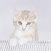 オレンジ虎猫絵画キッテンのオリジナル- Cat Art シール (正面)