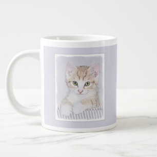 オレンジ虎猫絵画キッテンのオリジナル- Cat Art ジャンボコーヒーマグカップ