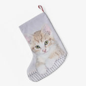 オレンジ虎猫絵画キッテンのオリジナル- Cat Art スモールクリスマスストッキング (裏面 (吊り時))