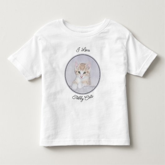 オレンジ虎猫絵画キッテンのオリジナル- Cat Art トドラーTシャツ (正面)
