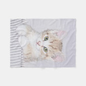 オレンジ虎猫絵画キッテンのオリジナル- Cat Art フリースブランケット (正面(横))
