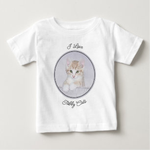 オレンジ虎猫絵画キッテンのオリジナル- Cat Art ベビーTシャツ