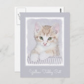 オレンジ虎猫絵画キッテンのオリジナル- Cat Art ポストカード (正面/裏面)