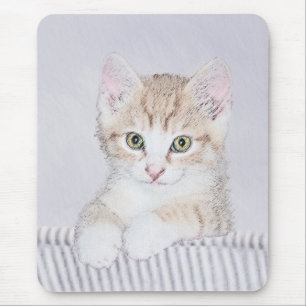 オレンジ虎猫絵画キッテンのオリジナル- Cat Art マウスパッド