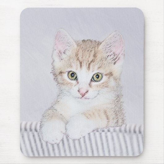 オレンジ虎猫絵画キッテンのオリジナル- Cat Art マウスパッド (正面)