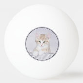オレンジ虎猫絵画キッテンのオリジナル- Cat Art 卓球ボール (裏面)