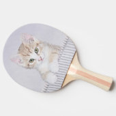 オレンジ虎猫絵画キッテンのオリジナル- Cat Art 卓球ラケット (横)