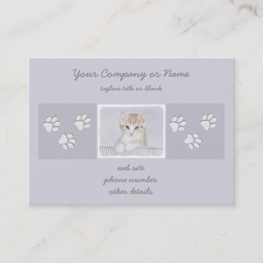 オレンジ虎猫絵画キッテンのオリジナル- Cat Art 名刺 (正面)