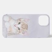 オレンジ虎猫絵画キッテンのオリジナル- Cat Art iPhoneケース (裏面横)