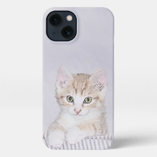 オレンジ虎猫絵画キッテンのオリジナル- Cat Art iPhoneケース (裏面)
