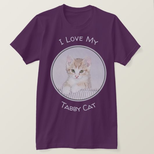 オレンジ虎猫絵画キッテンのオリジナル- Cat Art Tシャツ (デザイン正面)