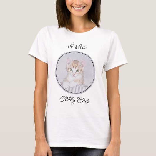 オレンジ虎猫絵画キッテンのオリジナル- Cat Art Tシャツ (正面)