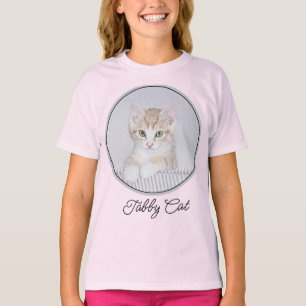 オレンジ虎猫絵画キッテンのオリジナル- Cat Art T- Tシャツ