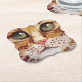 オレンジ虎猫絵画ズ詳細紙コースター ペーパーコースター (アングル)